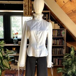 Vintage Blouse 90s Victorian Lace Trim